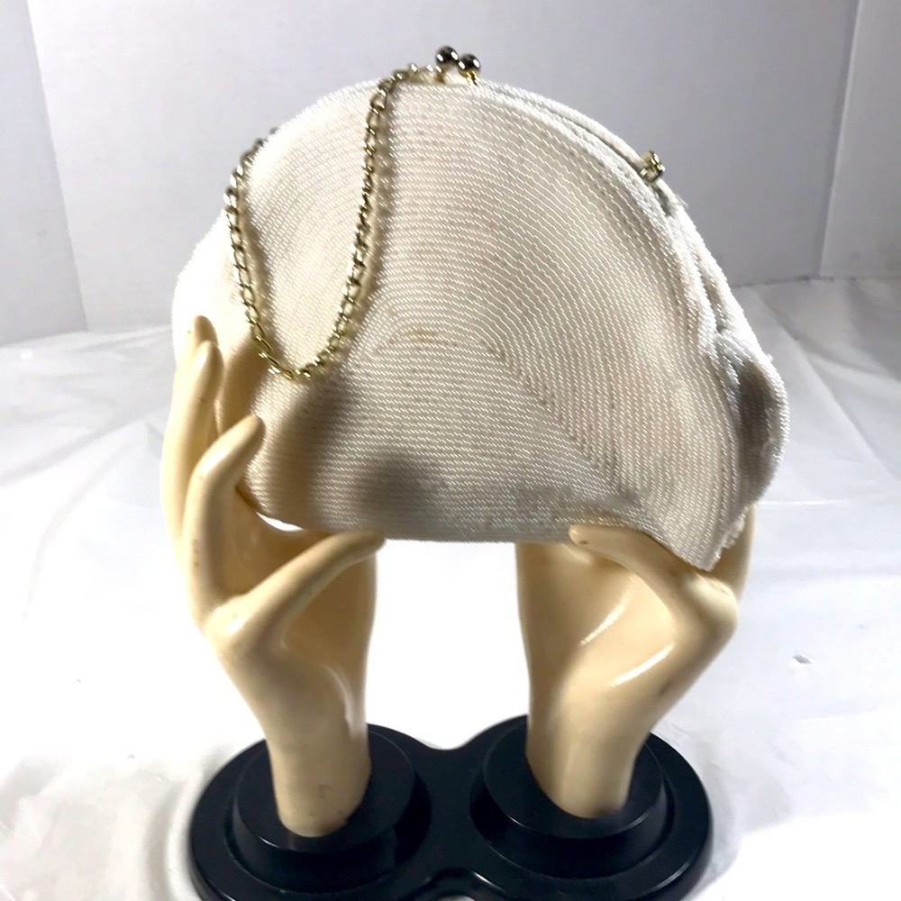 Vintage 1950’s Walborg White Micro Beaded Handbag Wedding Clutch Prom Purse